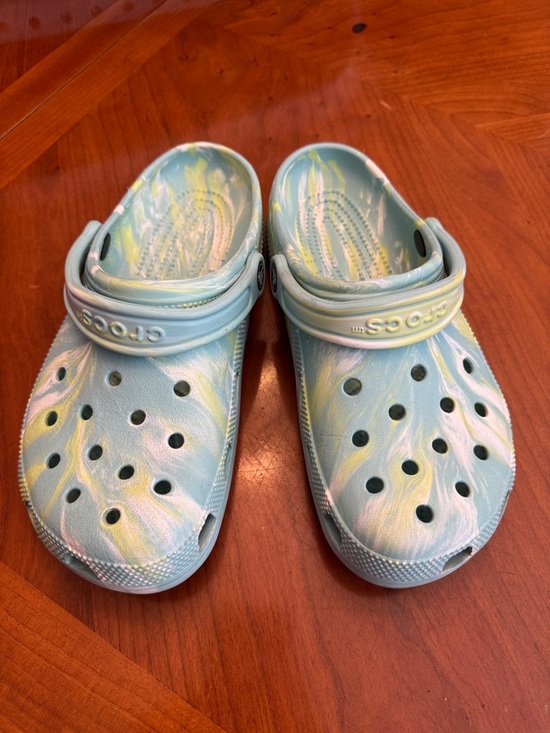 CROCS Shoes - CROCS Tie-Dye Light Blue, Green and White Classic Clogs